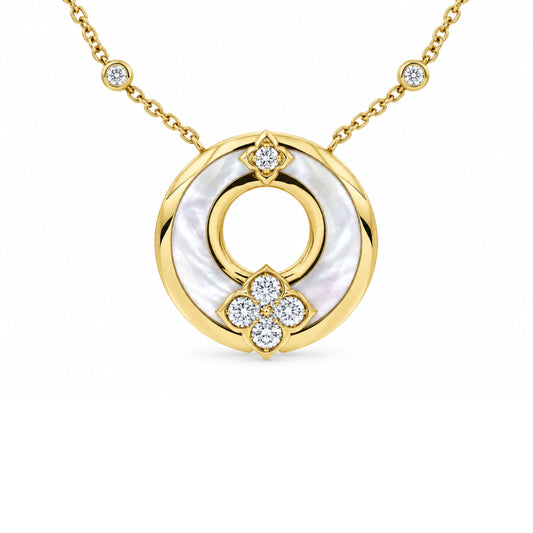 18KY MOTHER OF PEARL AND DIAMOND NECKLACE
