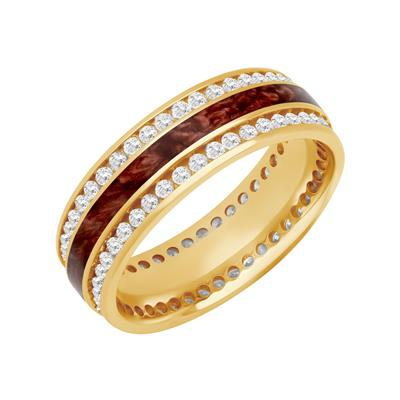 14KY/RED CERAMIC DIAMOND BAND