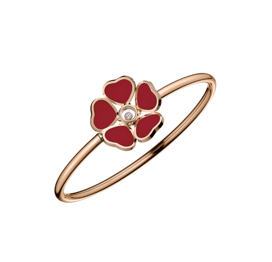 18KR HAPPY HEARTS FLOWERS CARNELIA BANGLE MED