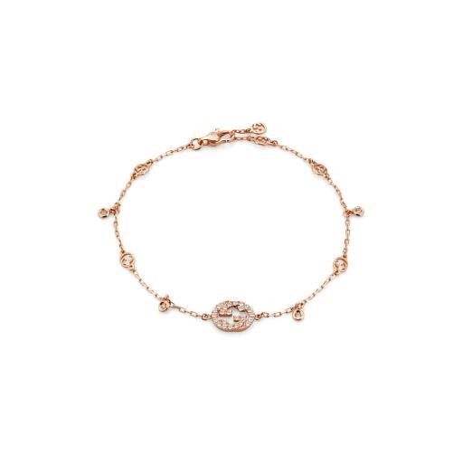 18KR DIAMOND INTERLOCKING G BRACELET