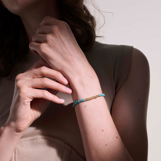 HEISHI 14KY & TURQUOISE BEAD BRACELET