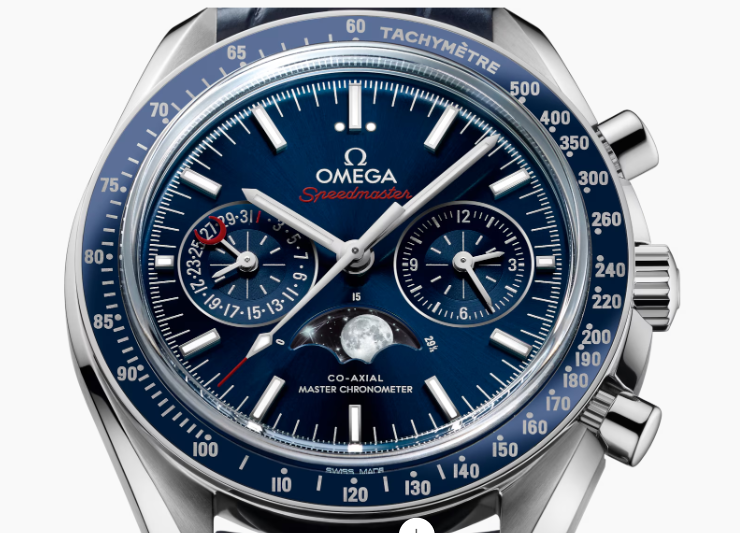 44.25MM  SS SPEEDMASTER MOONPHASE BLUE DIAL AND STRAP