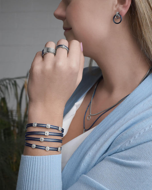 NAVY/GRAY BANGLE W/RD DIA STAT