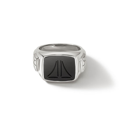 CARVED ONYX SIGNET RING