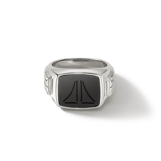 CARVED ONYX SIGNET RING