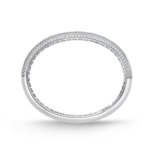 18KW 7 ROW PIROUETTE PAVE DIAMOND BANGLE