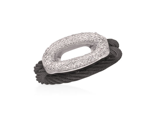 BLACK CABLE OPEN 18KW OVAL DIAMOND RING