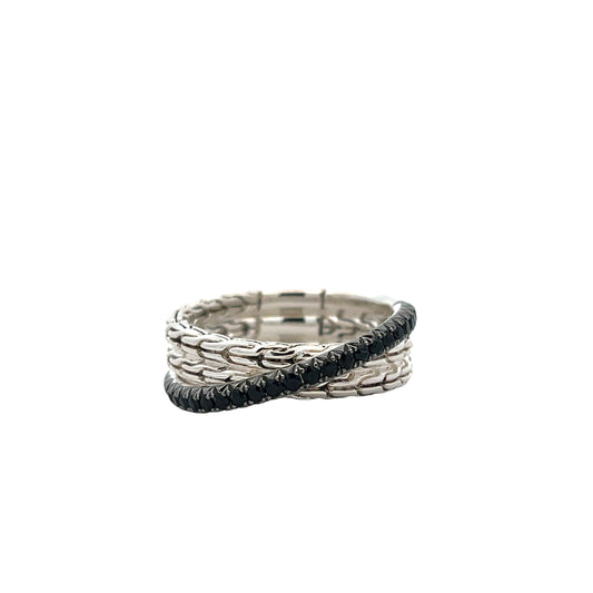 SS ESSENTIALS BLACK SAPPHIRE CROSSOVER RING
