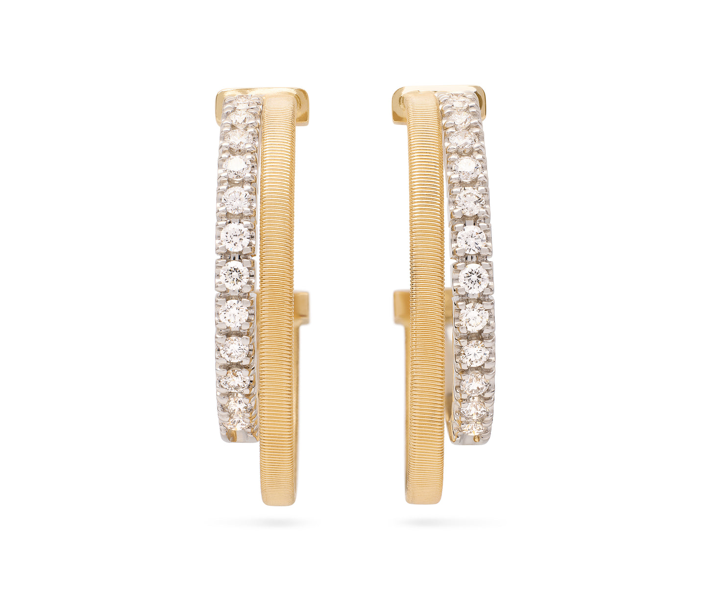 18KY MASAI DOUBLE HOOP DIAMOND EARRINGS