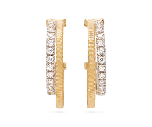18KY MASAI DOUBLE HOOP DIAMOND EARRINGS