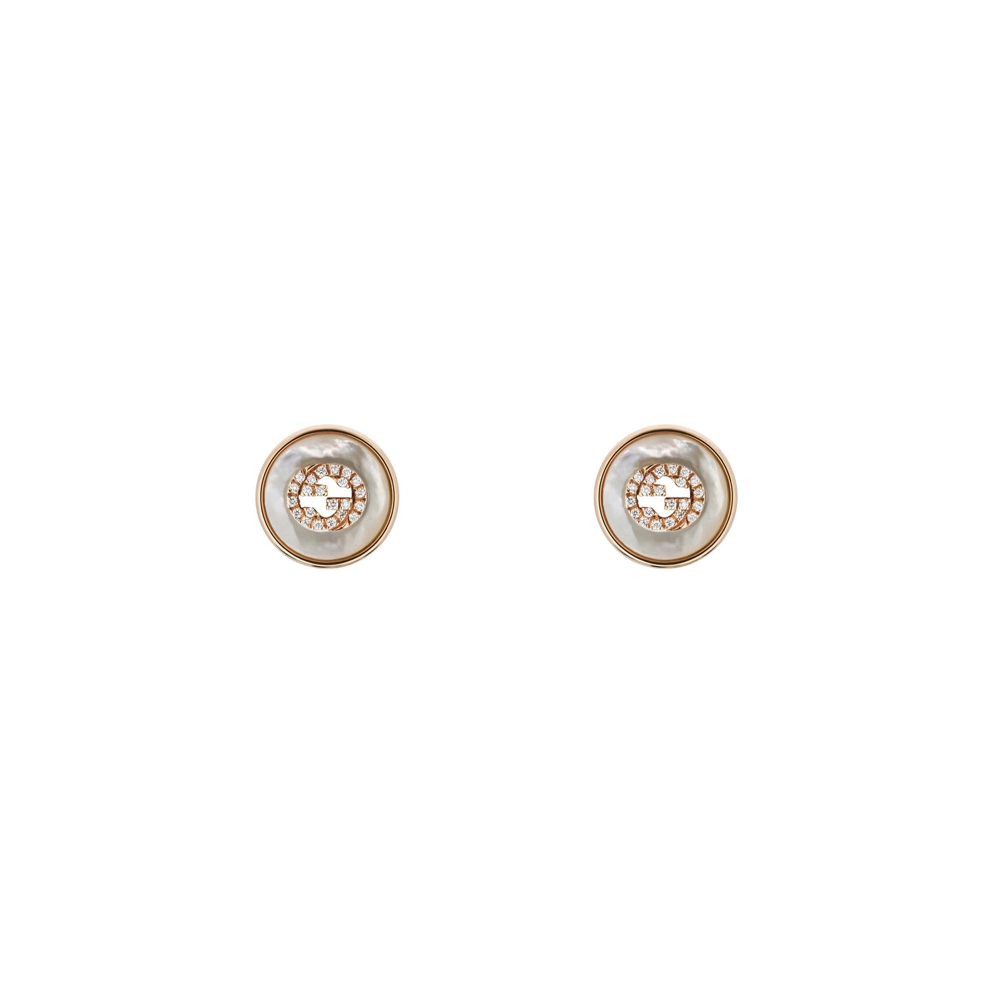 18KR MOP AND DIAMOND INTERLOCKING G STUDS