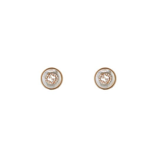 18KR MOP AND DIAMOND INTERLOCKING G STUDS