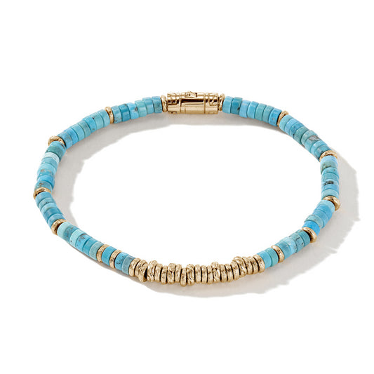 HEISHI 14KY & TURQUOISE BEAD BRACELET