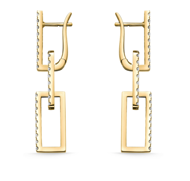 18KY ESSENTIAL RECTANGLE DROP EARRINGS