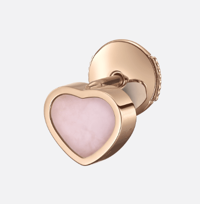 18KR PINK OPAL HAPPY HEART SINGLE EARRING STUD
