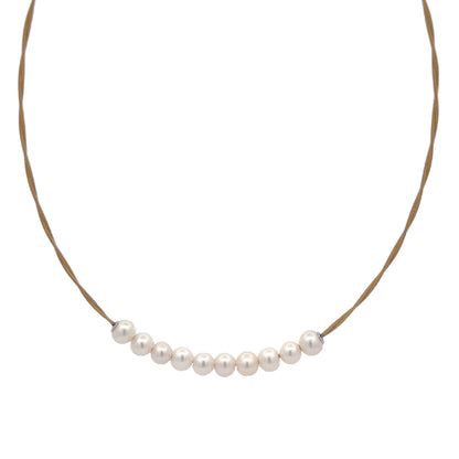 YELLOW CABLE NECKLACE WITH FRESHWATER PEARLS