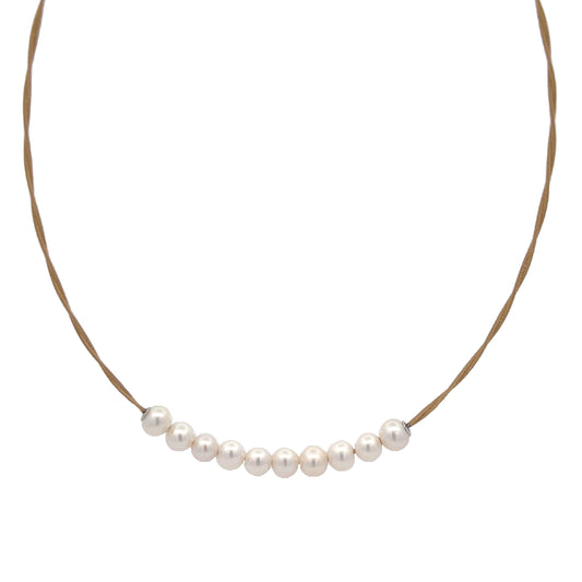 YELLOW CABLE NECKLACE WITH FRESHWATER PEARLS