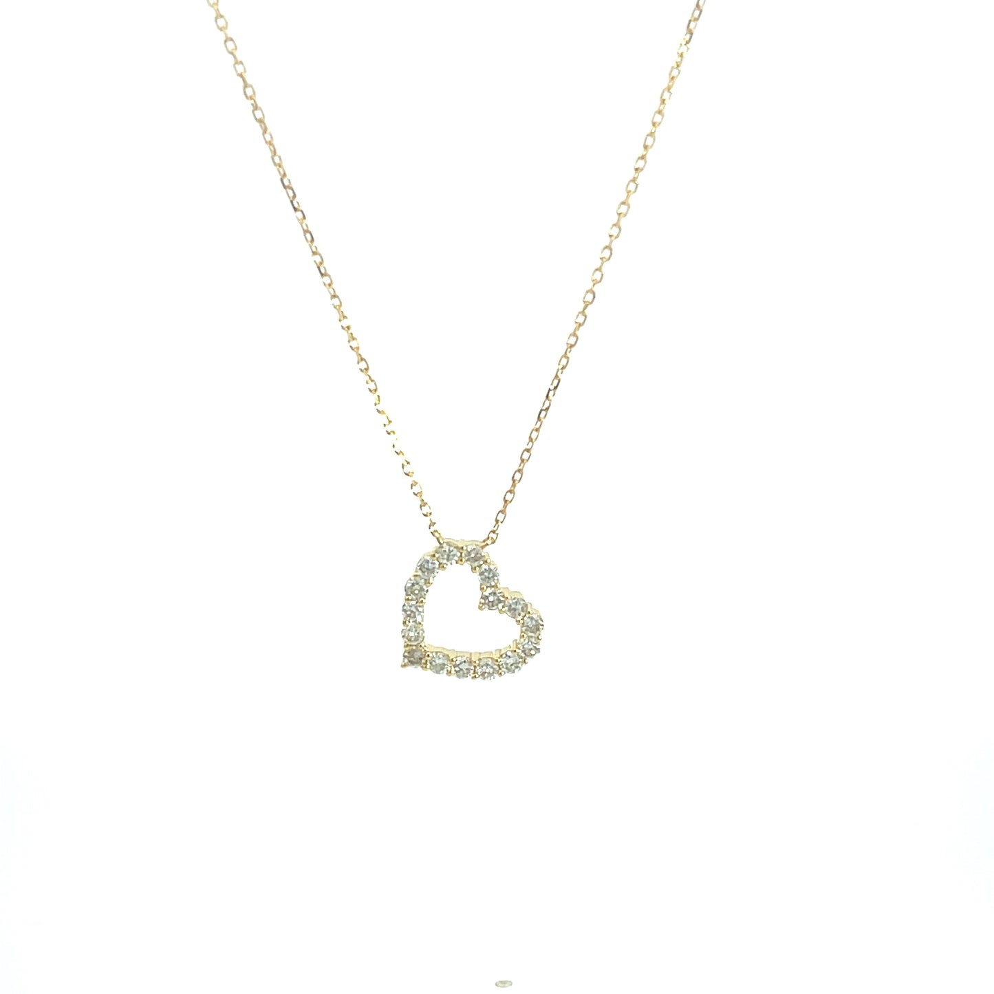 18KY DIAMOND HEART PENDANT NECKLACE
