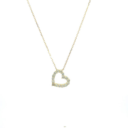 18KY DIAMOND HEART PENDANT NECKLACE