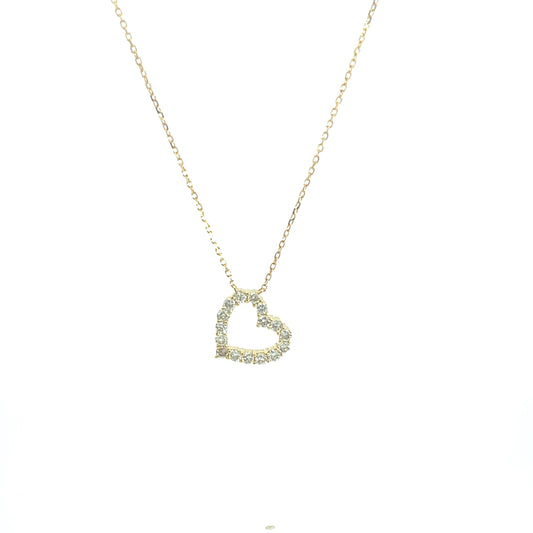 18KY DIAMOND HEART PENDANT NECKLACE
