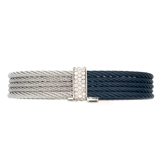 BLUEBERRY/GRY CABLE CUFF W/DIAS