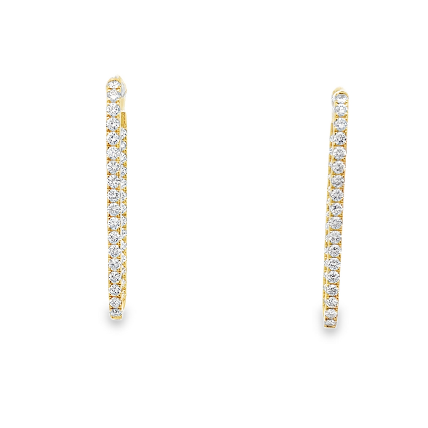 18KY RECTANGULAR DIAMOND HOOP EARRINGS