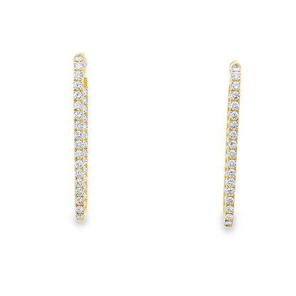 18KY RECTANGULAR DIAMOND HOOP EARRINGS