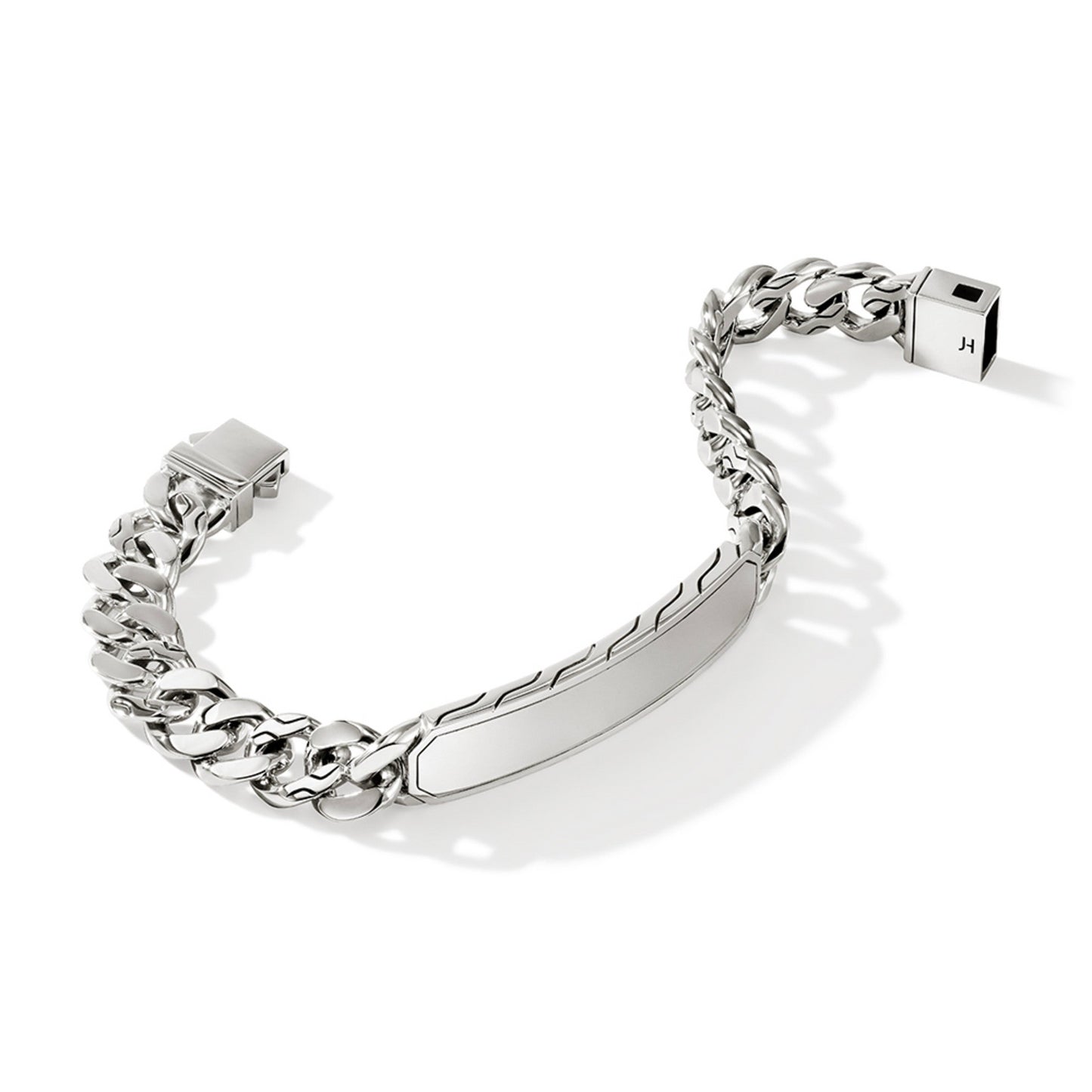 MENS STERLING SILVER 11MM CURB ID BRACELET
