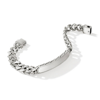 MENS STERLING SILVER 11MM CURB ID BRACELET
