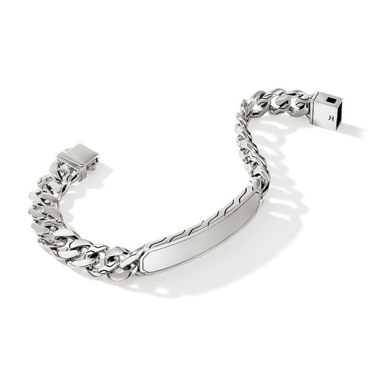 MENS STERLING SILVER 11MM CURB ID BRACELET