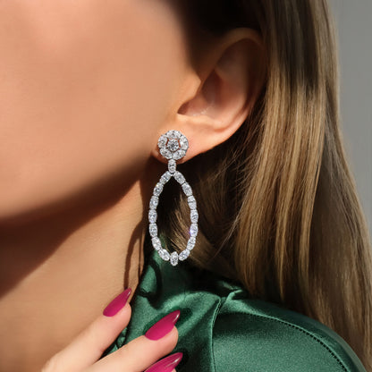 RAHAMINOV 18KW OVAL DIAMOND DROP EARRINGS