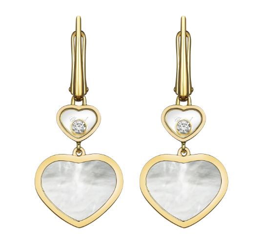 18KY HAPPY HEARTS MOP DROP EARRINGS