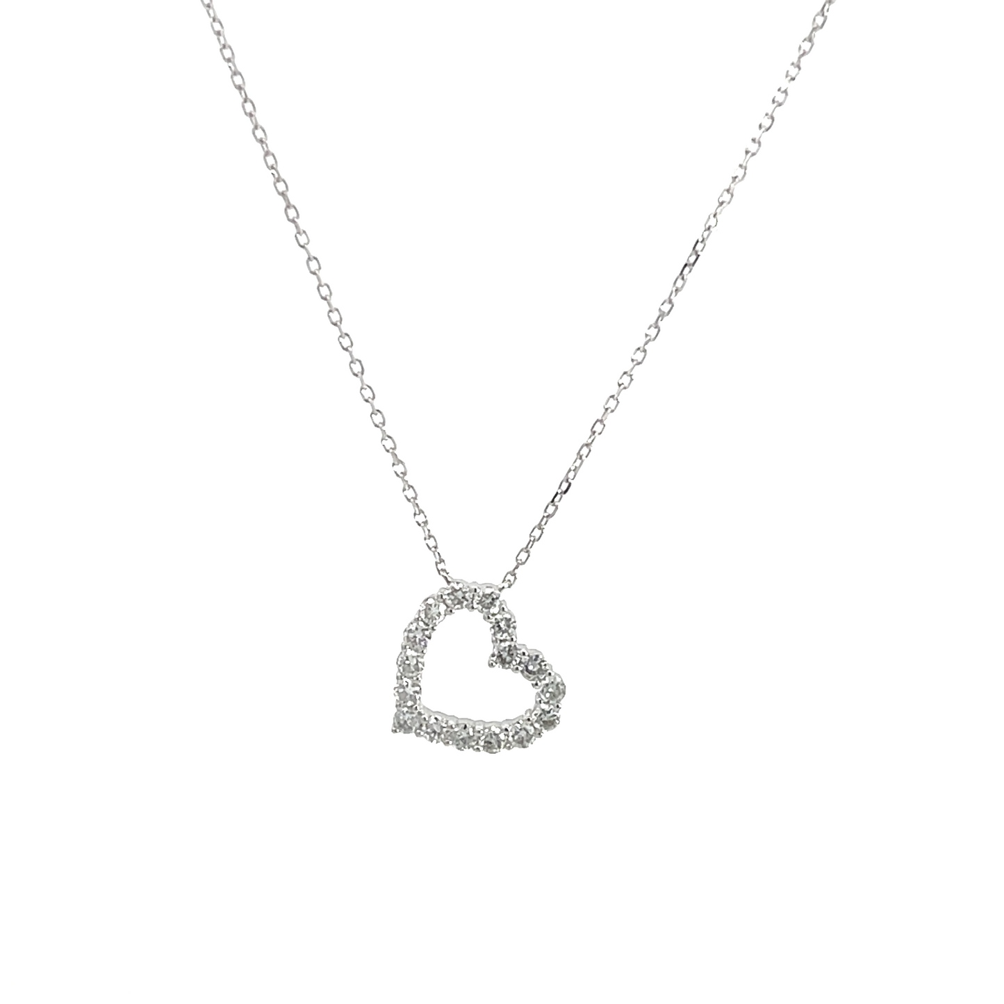 18KW DIAMOND HEART PENDANT NECKLACE