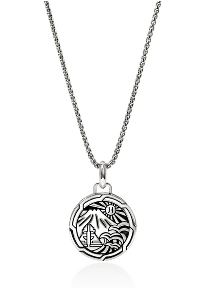 SS AND ENAMEL SUN TALISMAN NECKLACE