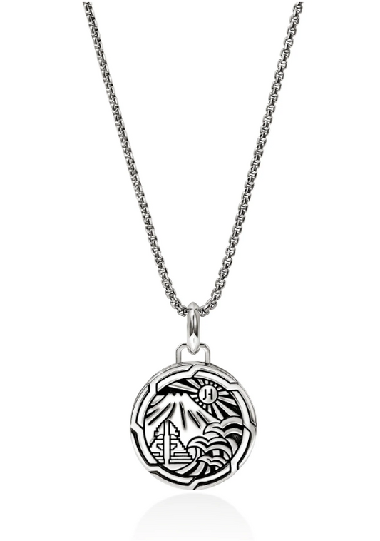 SS AND ENAMEL SUN TALISMAN NECKLACE