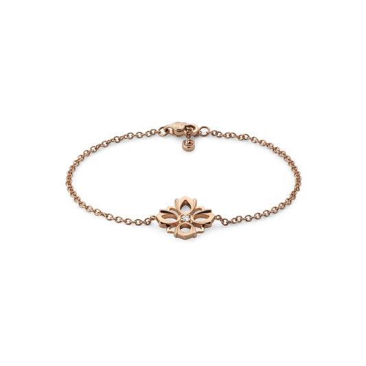18KR GUCCI FLORA FLOWER BRACELET WITH DIAMOND ACCENT