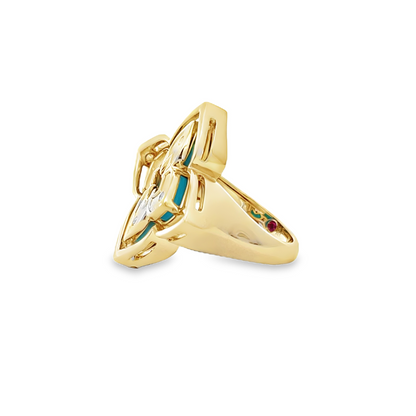 18KY VVENETIAN PRINCESS PIROUETTE MEDIUM FLOWER RING