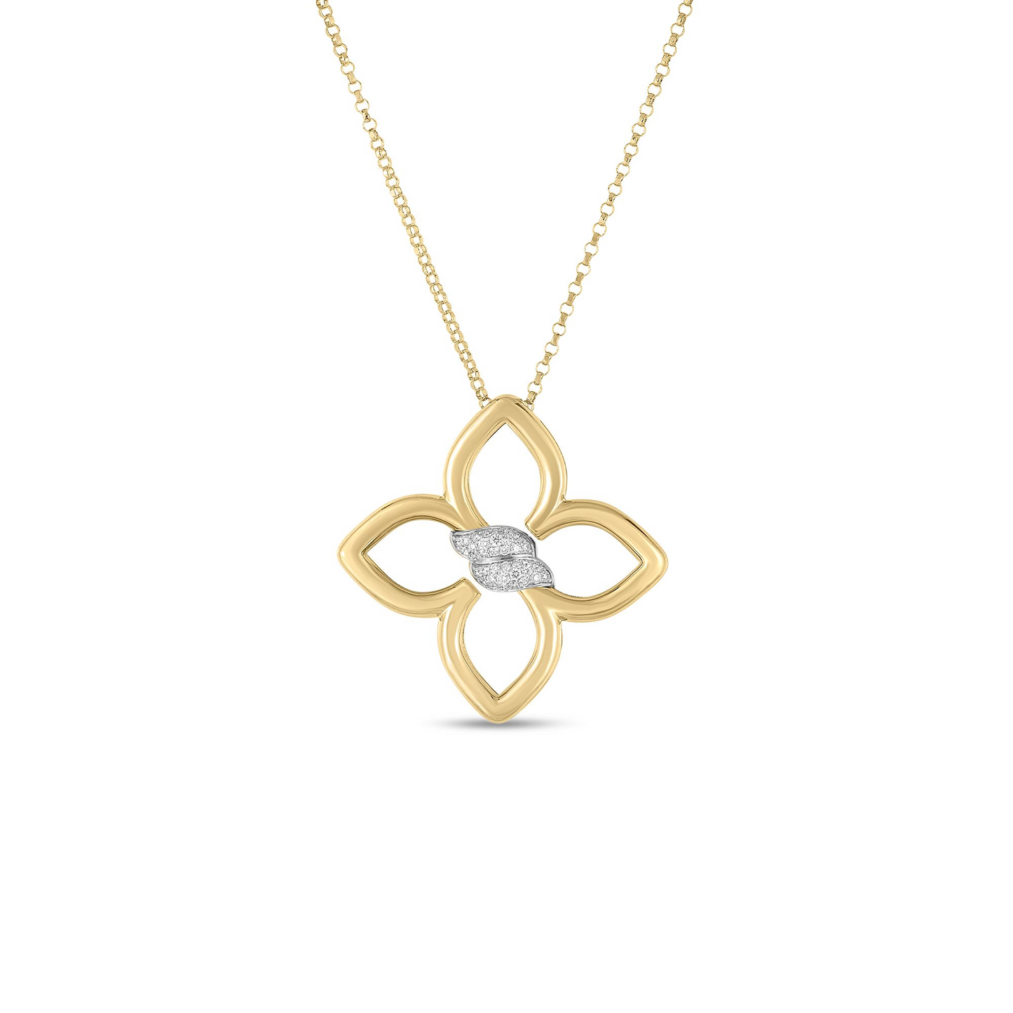 18KY CIALOMA MEDIUM DIAMOND FLOWER NECKLACE
