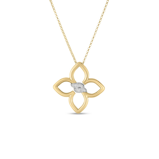 18KY CIALOMA MEDIUM DIAMOND FLOWER NECKLACE