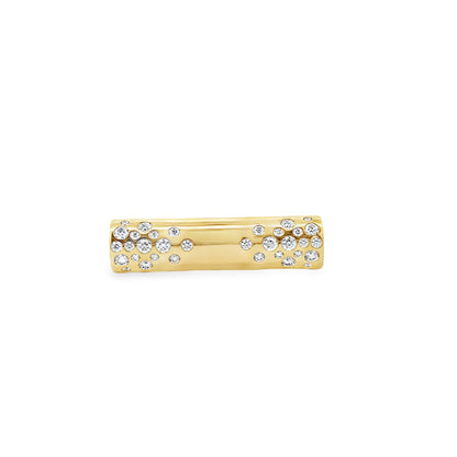 18KY DOMINO SPECKLED DIAMOND BAR RING