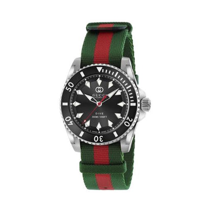 40MM SS/CERAMIC GUCCI DIVE NATO GREEN-RED-GREEN STRAP AUTOMATIC