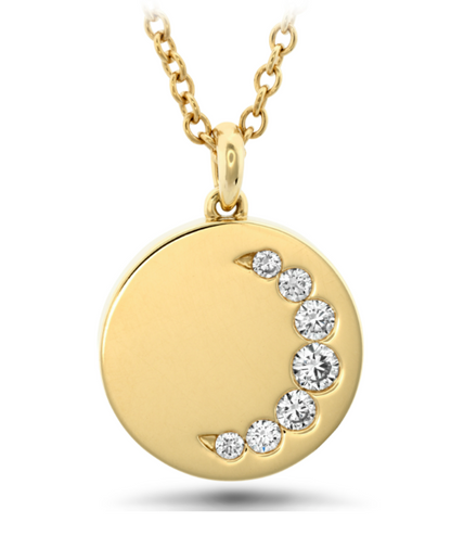 18KY LUNA CRESCENT MEDALLION PENDANT ON CHAIN