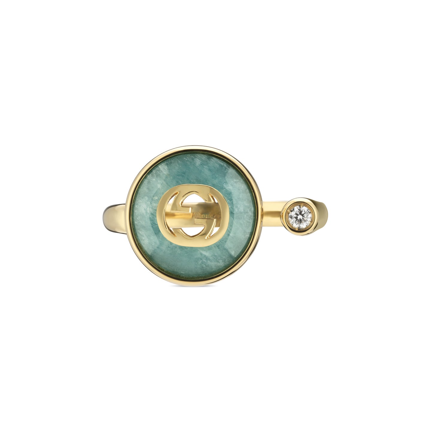 18KY AMAZONITE INTERLOCKING RING WITH DIAMOND