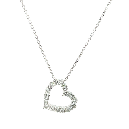 18KW DIAMOND HEART PENDANT NECKLACE