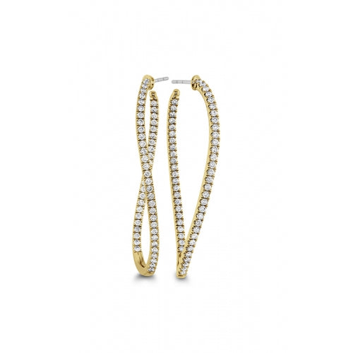 18KY TWIST DIAMOND HOOP EARRINGS