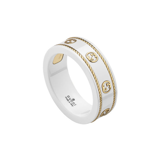 18KY AND WHITE ZIRCONIA ICON RING