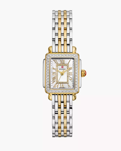 24MM 18KY PLATED GOLD/SS  DECO MINI MADISON DIAMOND BEZEL
