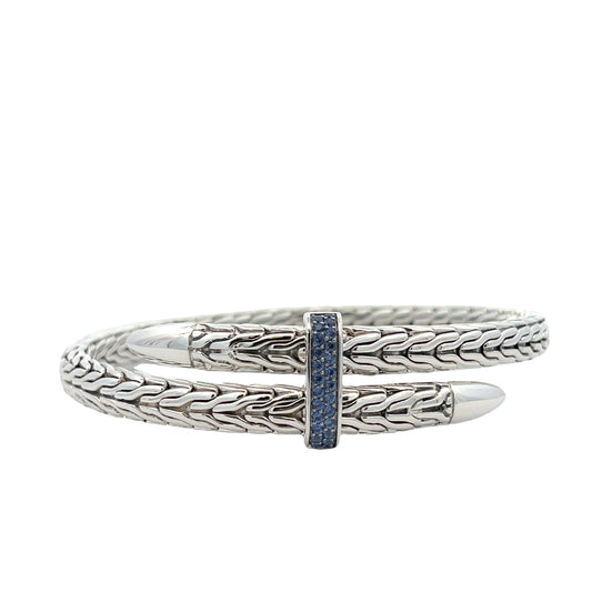 SS SPEAR FLEX CUFF WITH BLUE SAPPHIRES