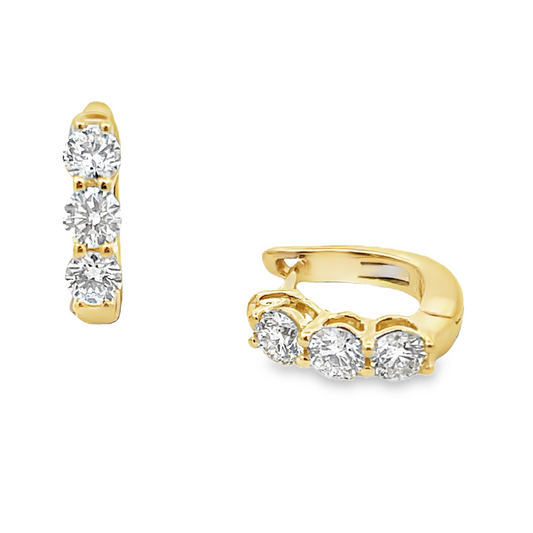 18KY DIAMOND HUGGIE EARRINGS
