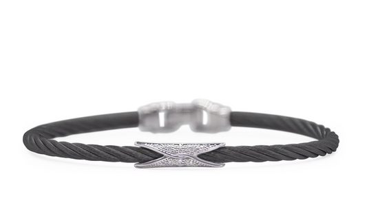 3MM BLACK SLIM CABLE HOURGLASS DIAMOND BRACELET